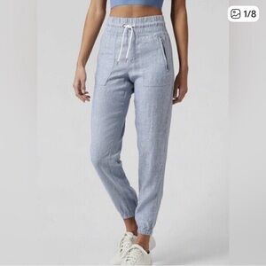 Athleta Cabo Linen Jogger Grey Pants 4